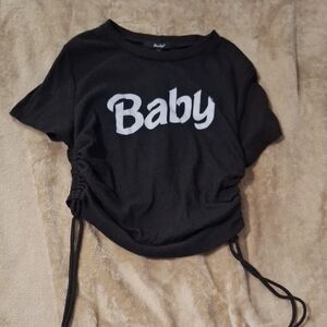 Papaya Black Ruched Tee